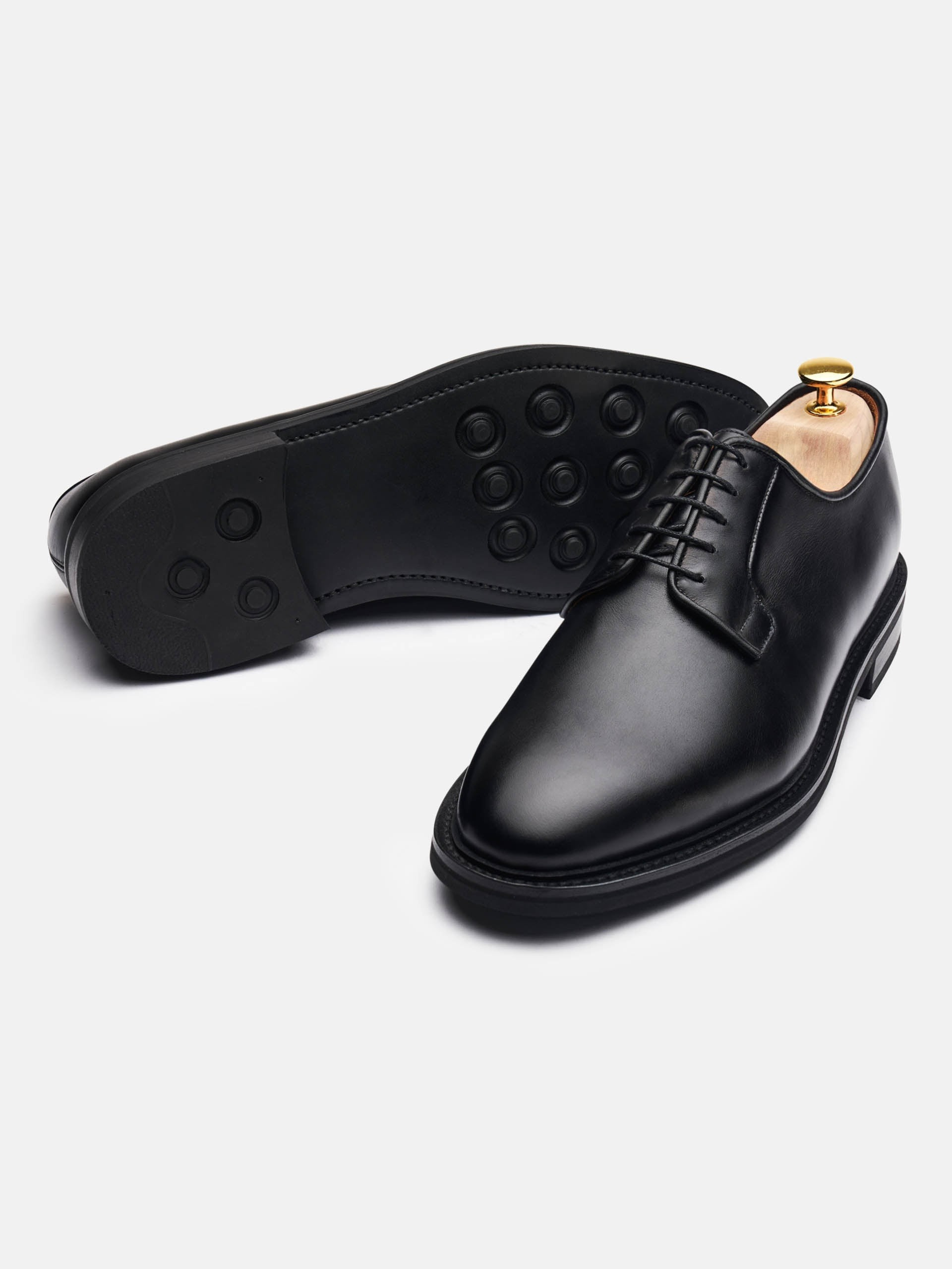 The Plain Toe Blucher Derby - Black Calf